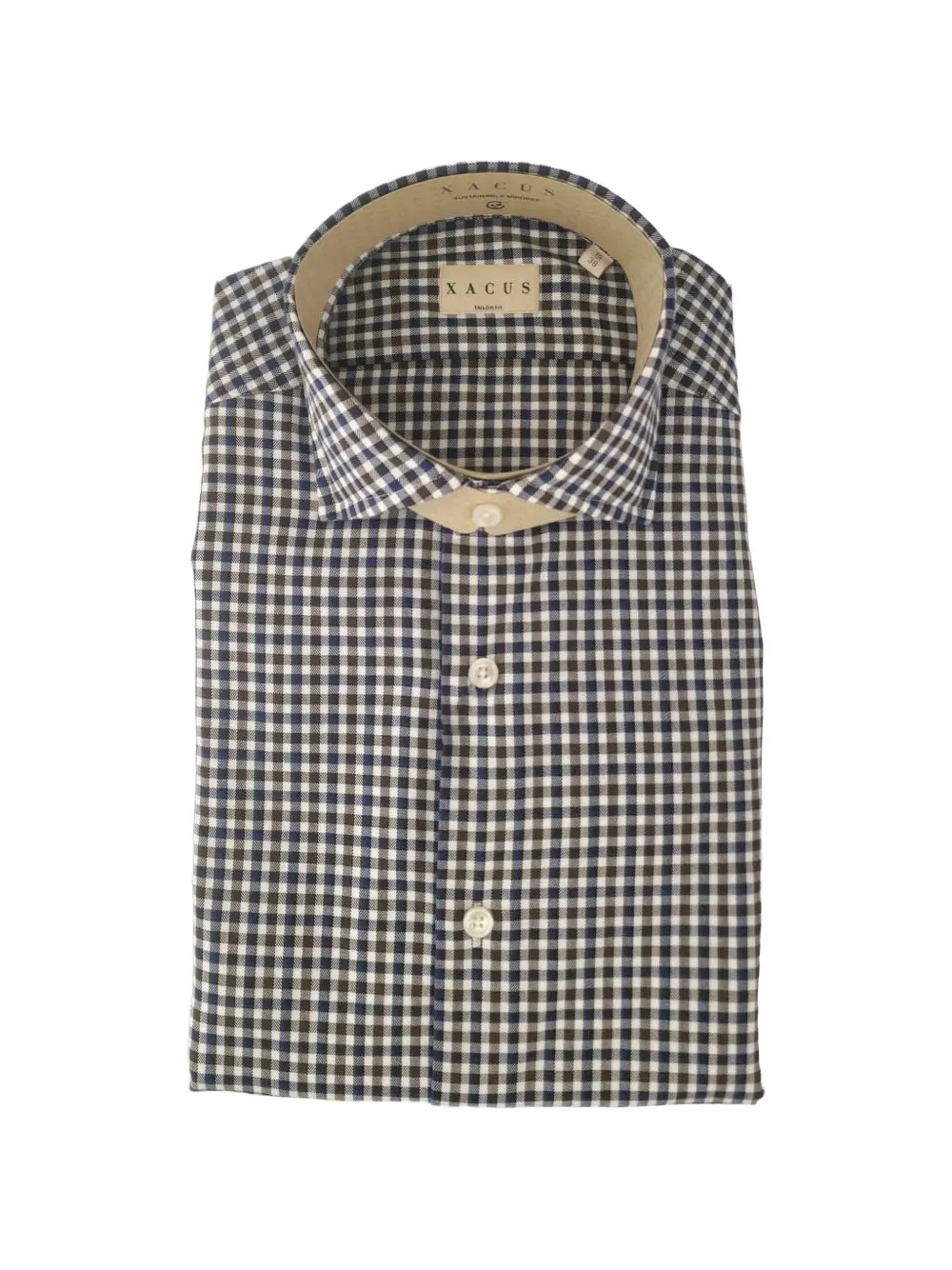 Xacus gingham-check spread-collar shirt - Blau