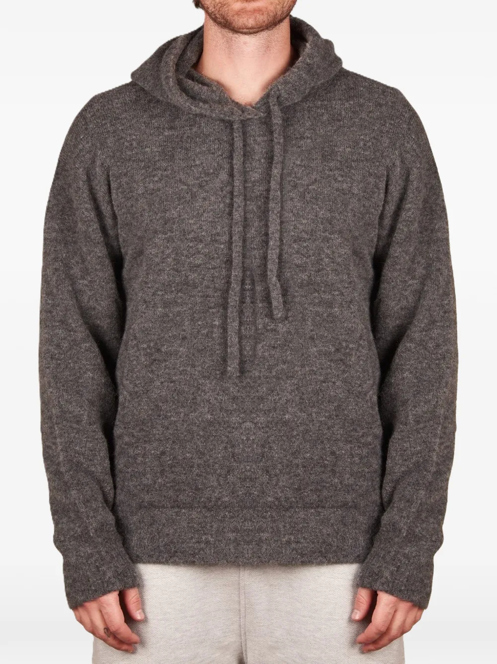 atomo factory knit drawstring hoodie - Grigio
