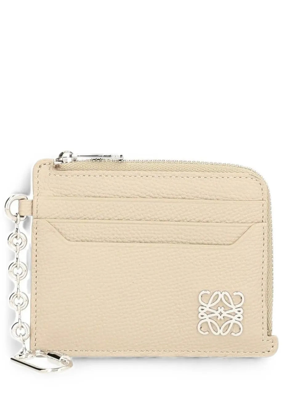 LOEWE Anagram square coin cardholder in pebble grained calfskin - Nude