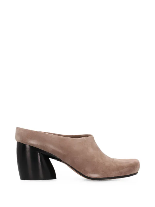 Loewe Oval Mules in Suede Calfskin in Neutrals