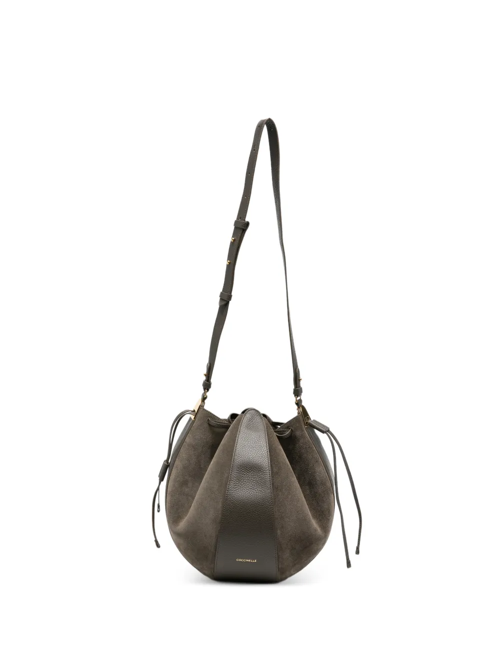Coccinelle Borsa a spalla Boom in pelle scamosciata con inserti - Grigio