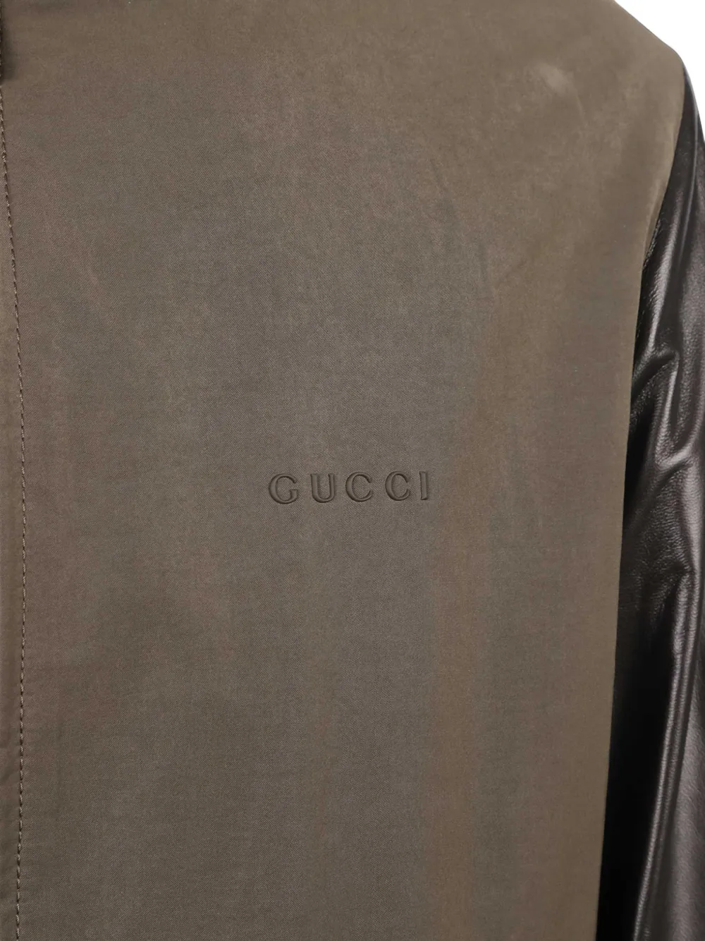 Gucci logo-embroidered contrast-sleeve bomber jacket Bruin