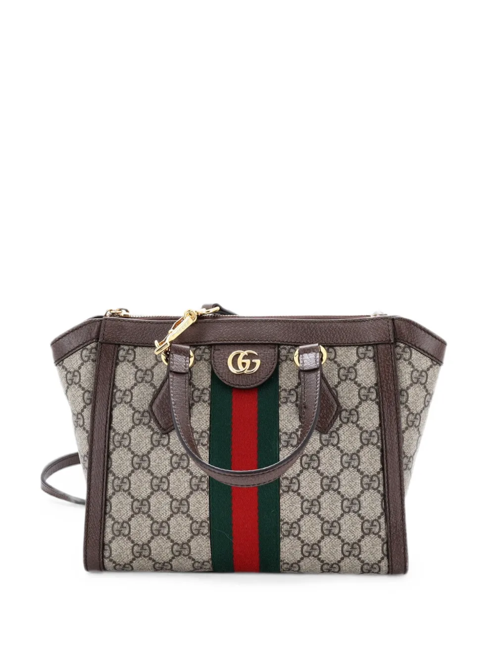 Gucci Pre-Owned Borsa tote Ophidia piccola in tela cerata GG con manico - Marrone