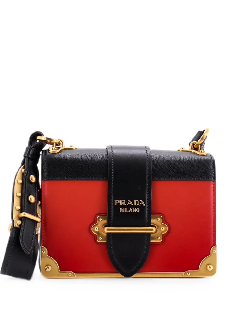 Prada Pre-Owned Große Cahier Umhängetasche aus Saffiano-Leder - Rot