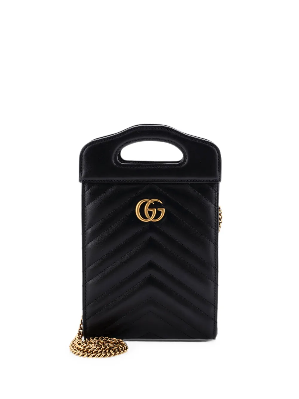 Gucci Pre-Owned Borsa tote convertibile GG Marmont mini in pelle matelassé con catena e manico - Nero