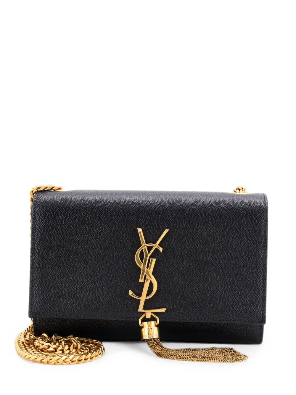 Saint Laurent Pre-Owned Borsa a tracolla Classic Monogram piccola in pelle con nappina - Nero