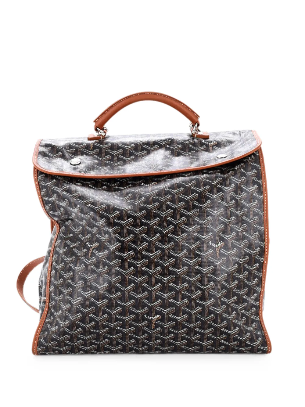 Pre-owned Goyard Saint Leger Briefcase Coated Canvas Backpack In ブラウン