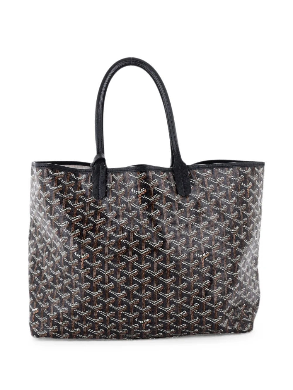 Pre-owned Goyard Saint Louis Coated Canvas Pm Tote Bag In Black