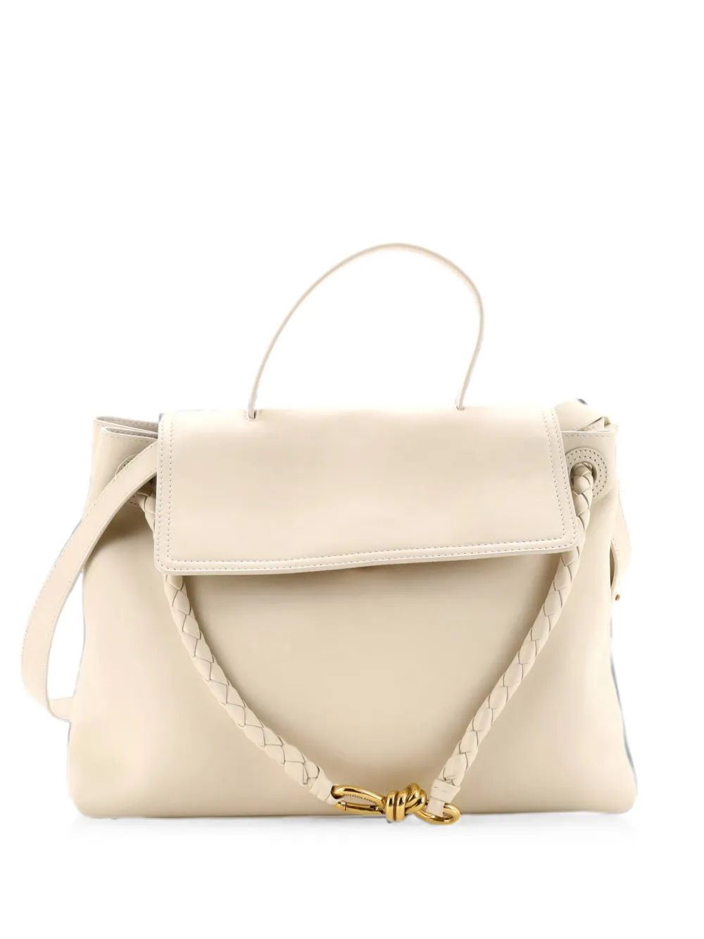 Bottega Veneta Pre-Owned Ciao Ciao Top Handle Bag Leather with Intrecciato Detail Medium satchel - White