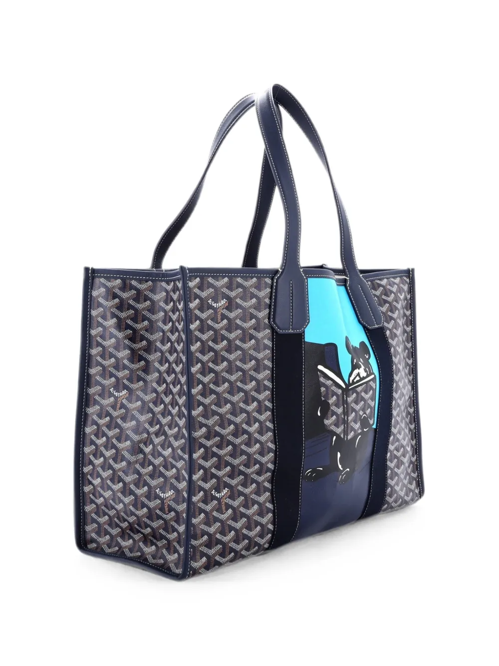 Pre-owned Goyard Villette Printed Coated Canvas Mm Tote Bag In Blue