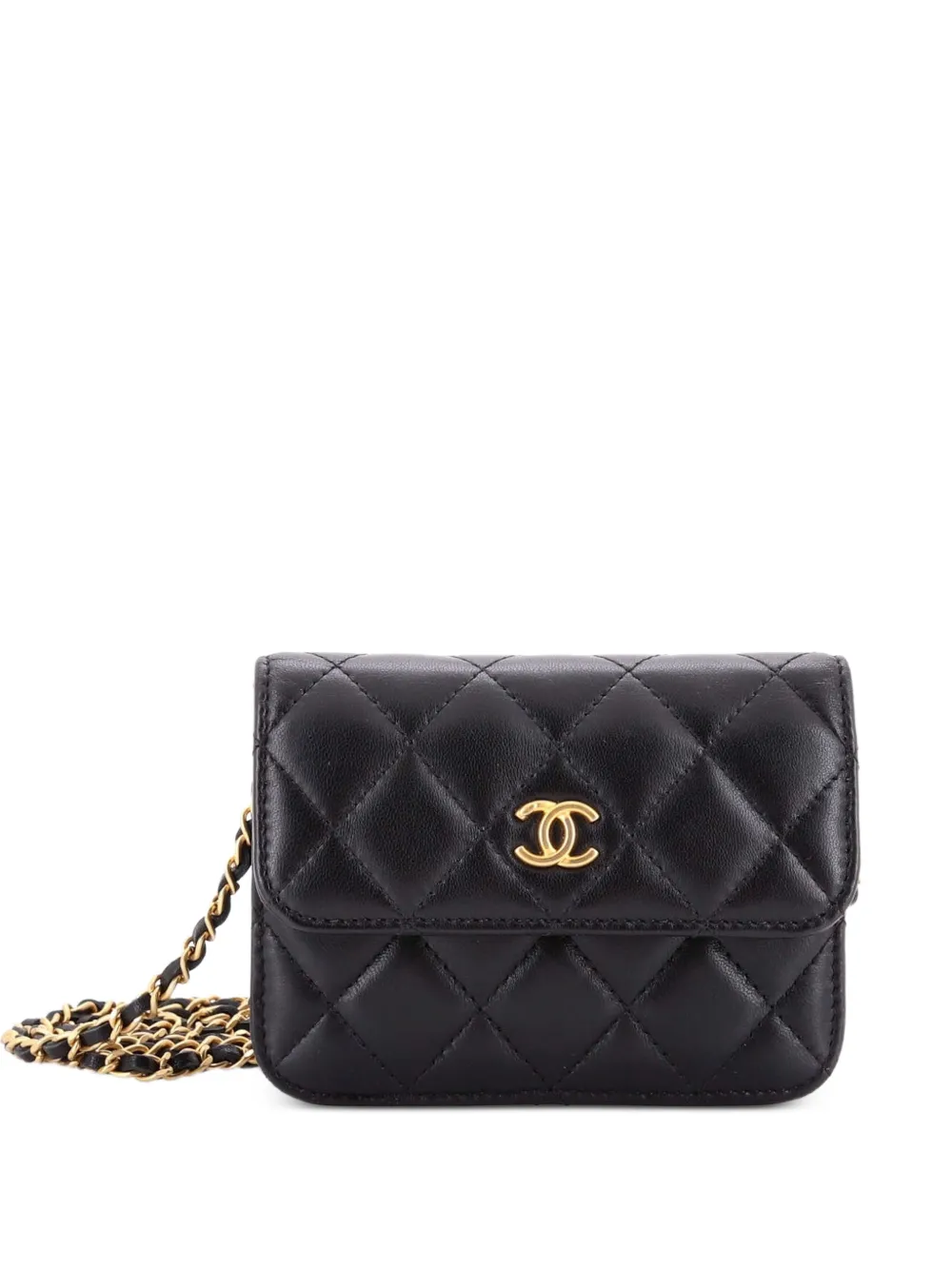 CHANEL Pre-Owned Mini Pearl Crush Clutch mit Kettensteppung - Schwarz