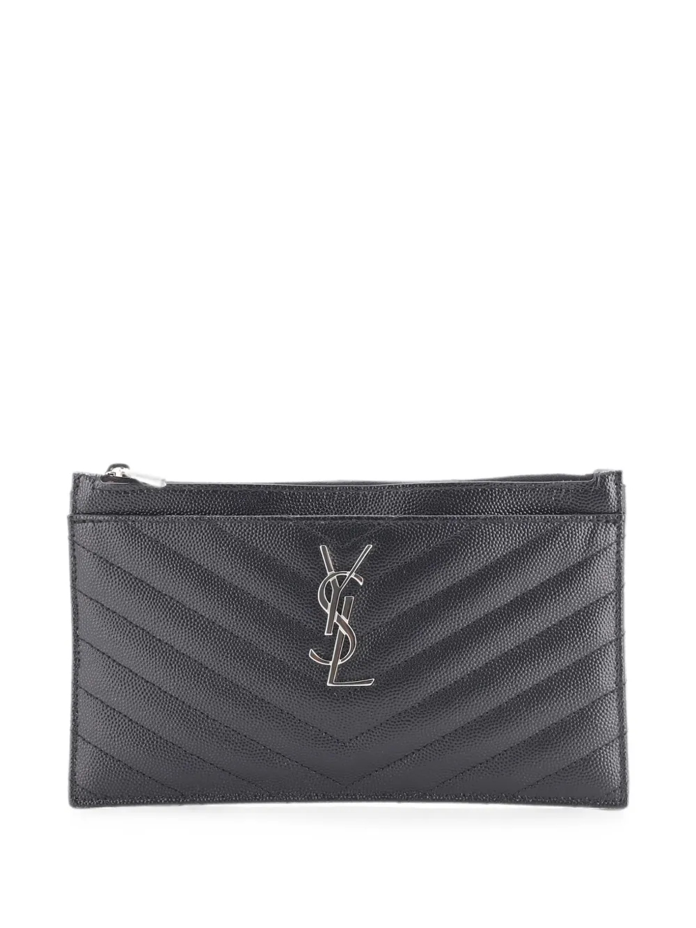 Saint Laurent Pre-Owned Pouch Bill media in pelle matelassé con motivo chevron e monogramma - Nero