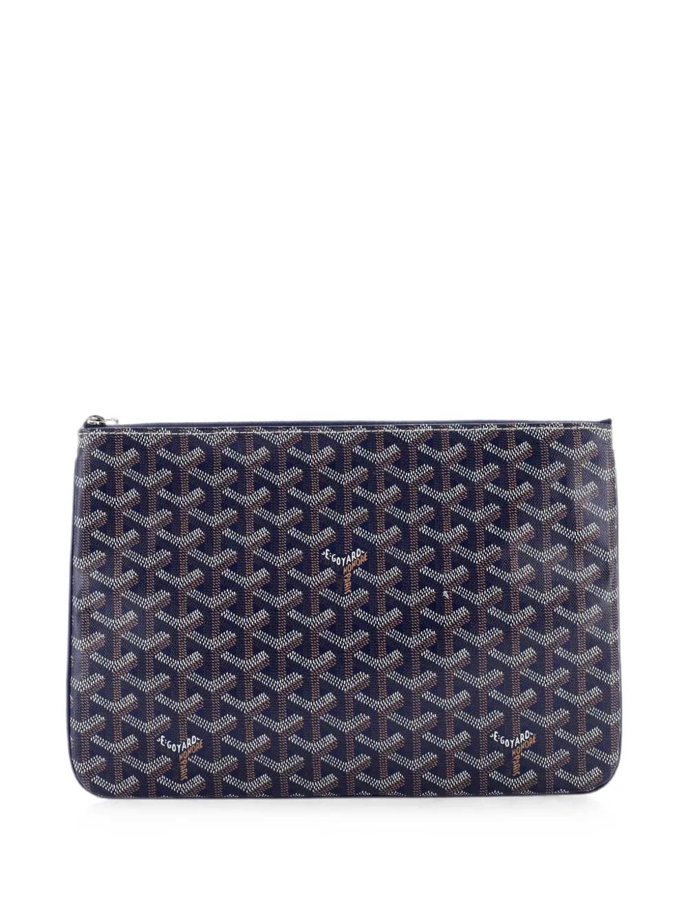 Pre-owned Goyard Senat Zip Coated Canvas Mm Pouch In Blue