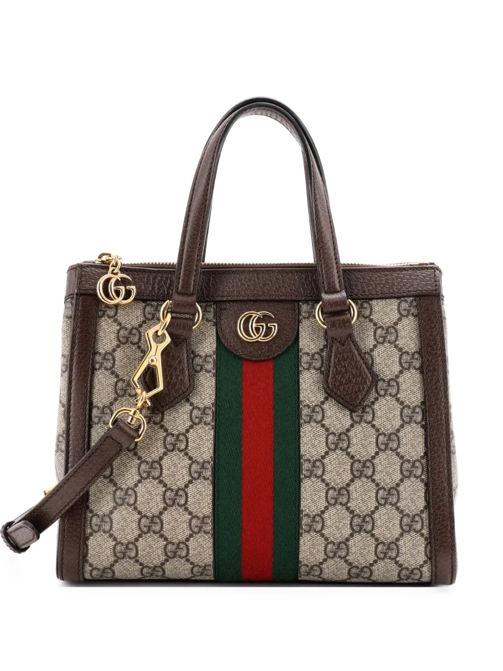 Gucci Pre-Owned Borsa tote Ophidia piccola in tela cerata GG con manico - Marrone