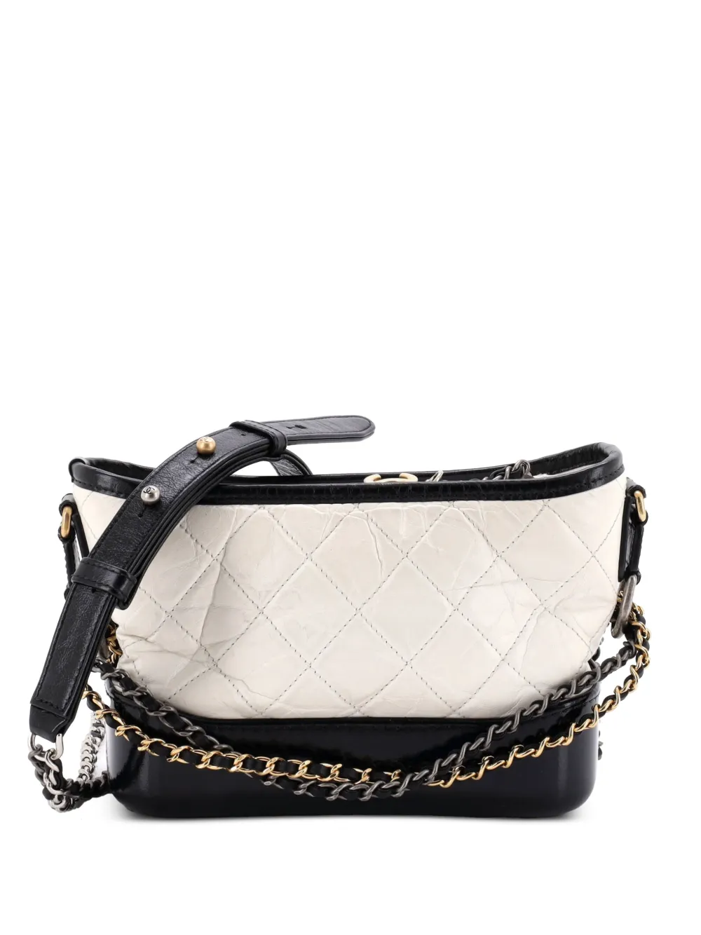 CHANEL Pre-Owned Borsa passepartout Gabrielle piccola in pelle di vitello trapuntata - Nero