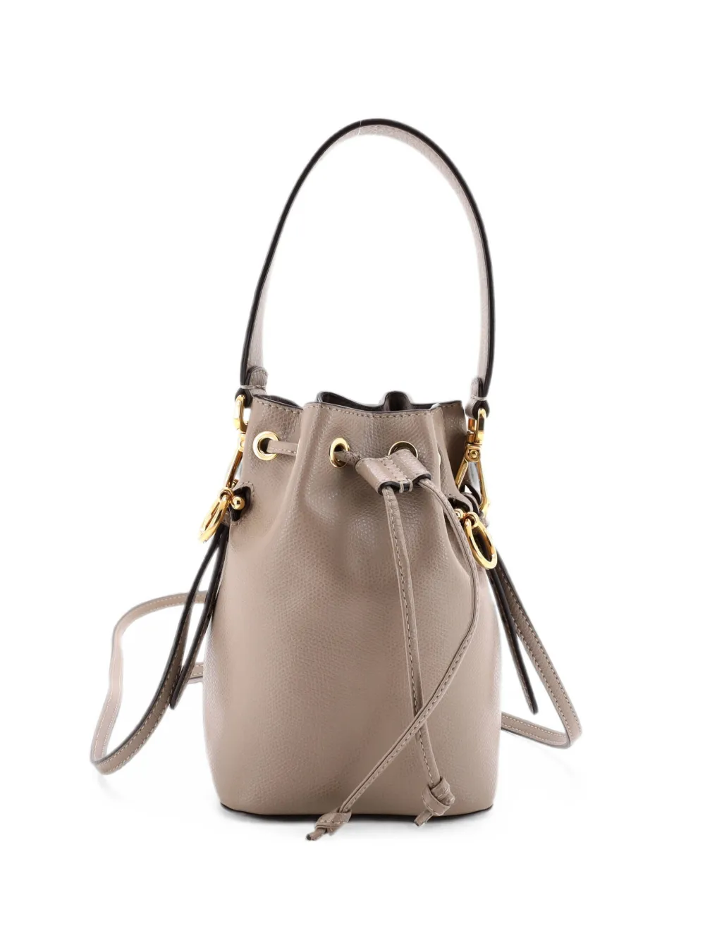 Pre-owned Fendi Mon Tresor Leather Mini Bucket Bag In Brown