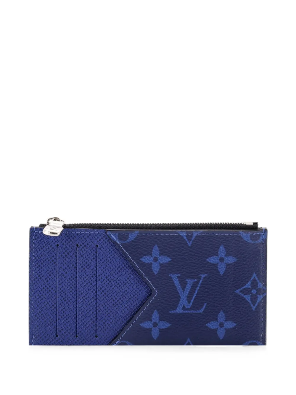Pre-owned Louis Vuitton Coin Monogram Taigarama Card Holder In Blue