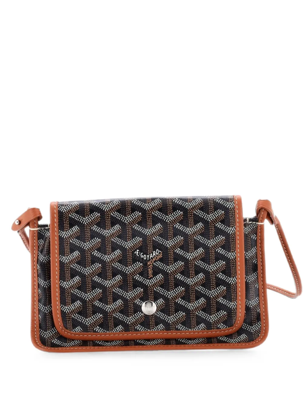 Pre-owned Goyard Plumet Clutch Wallet Coated Canvas Crossbody Bag In Brown