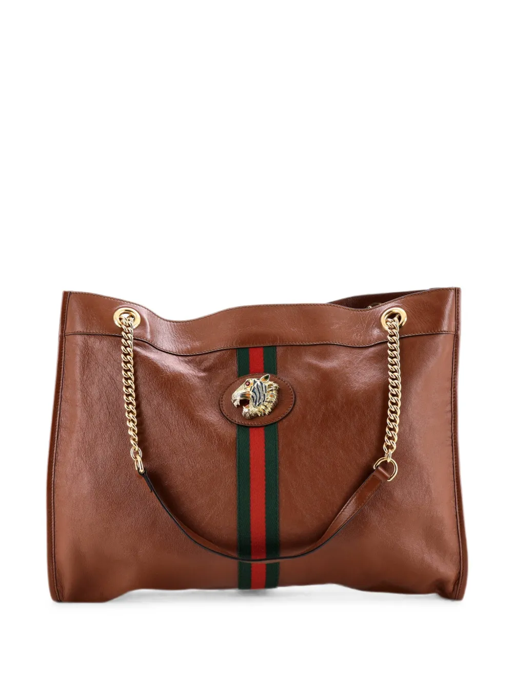 Gucci Pre-Owned Rajah Chain Leather Large tote bag - Brown