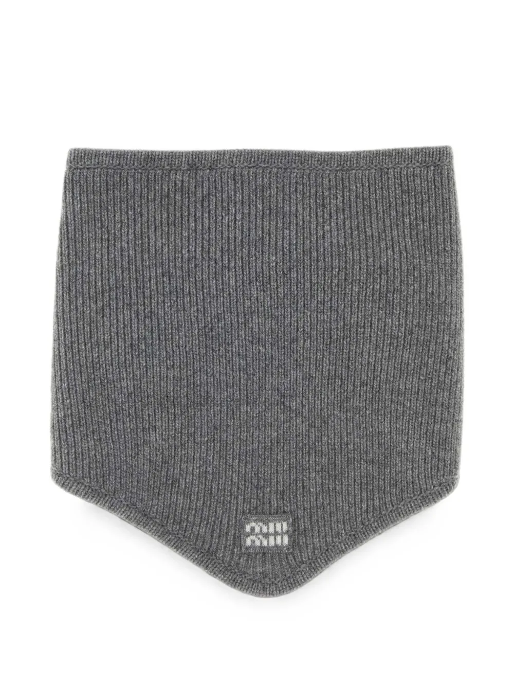Miu Miu Sciarpa a coste con applicazione logo - Grigio