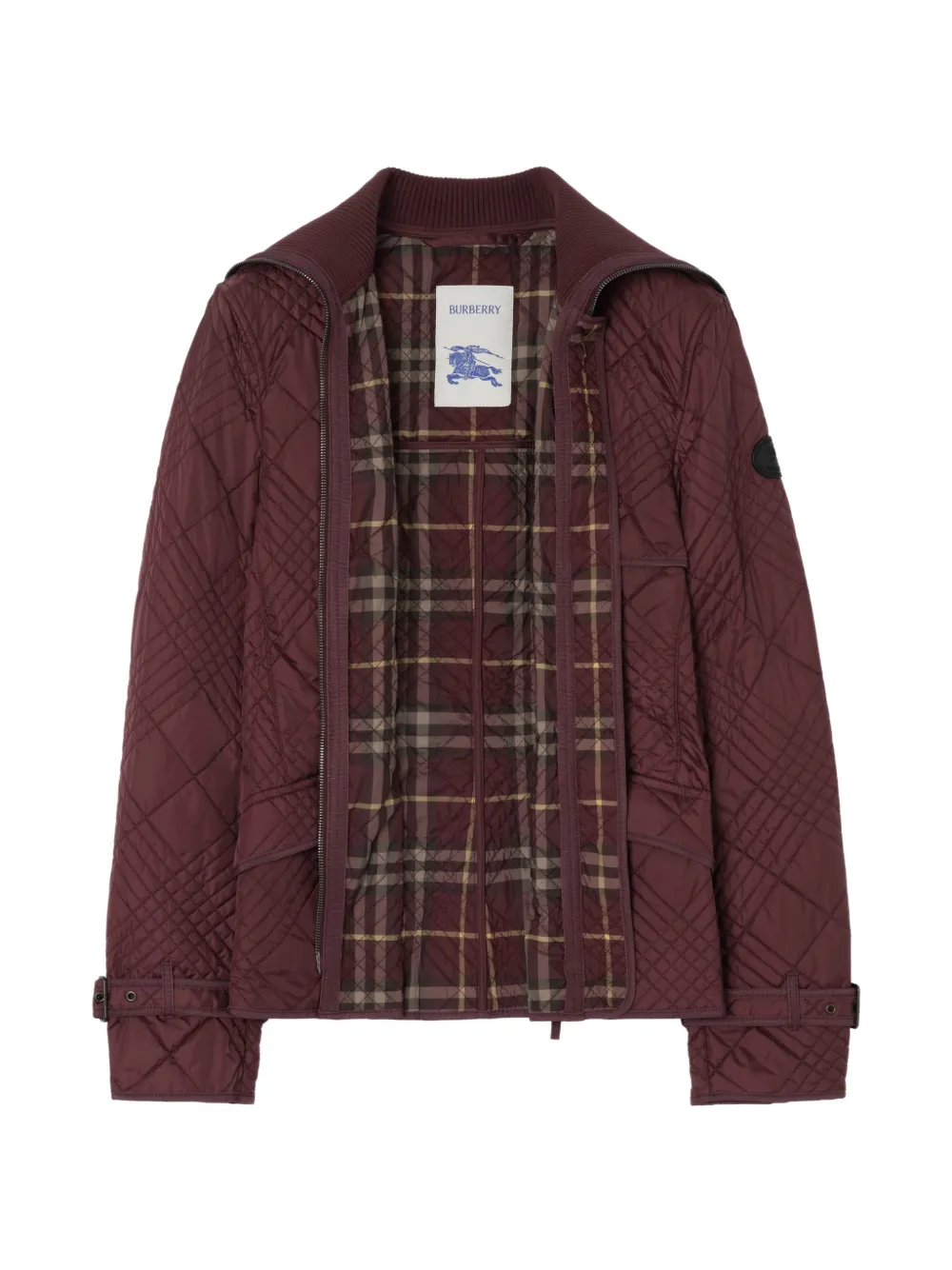 Burberry Nylon Abbeydale jack met geruit stiksel Rood