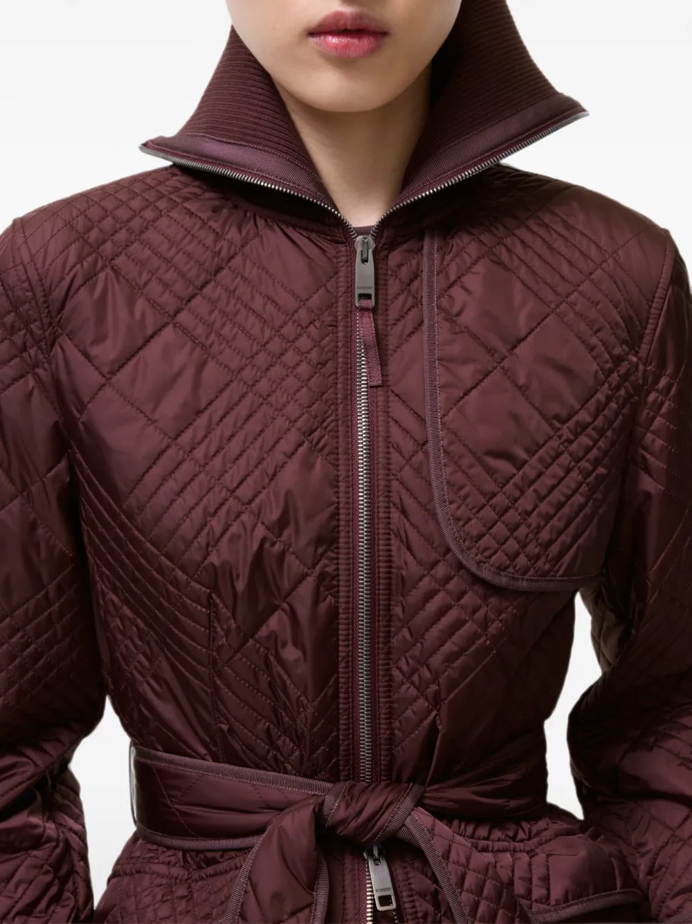 Burberry Nylon Abbeydale jack met geruit stiksel Rood