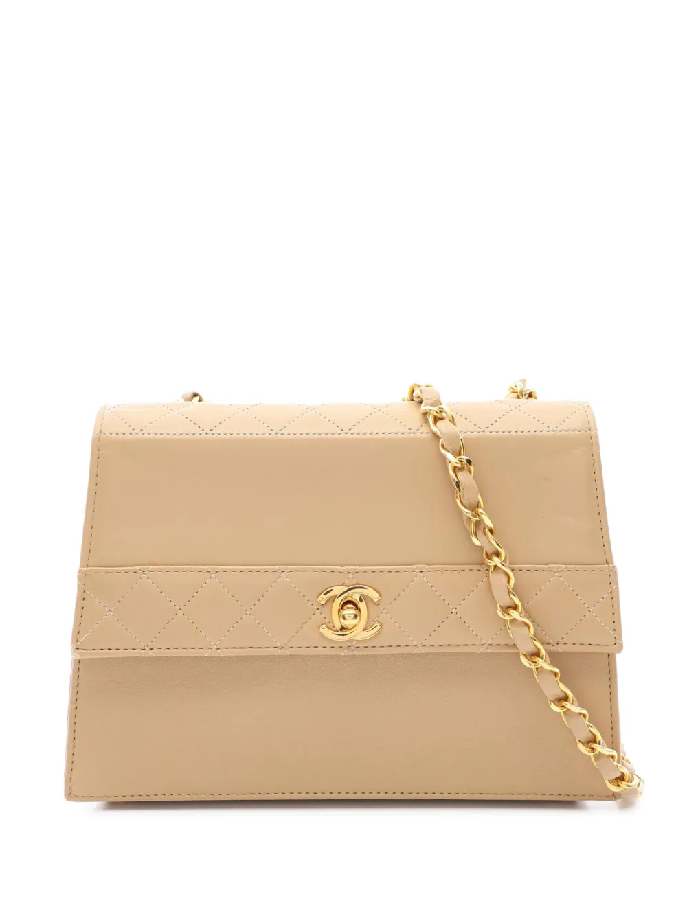 CHANEL Pre-Owned 1989-1991 Lambskin Trapezoid Chain Flap crossbody bag - Neutrals