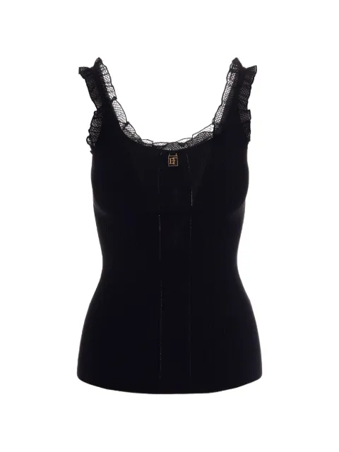 Elisabetta Franchi lace-trim ribbed top