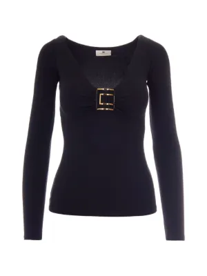 Elisabetta Franchi リブニット ブラウス | ブラック | FARFETCH JP