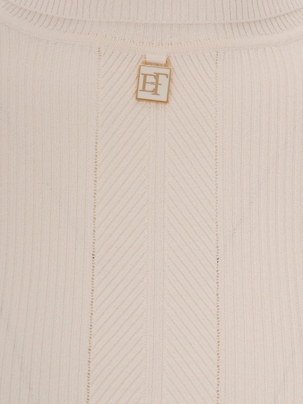 Elisabetta Franchi Ribgebreide trui met logoplakkaat Beige