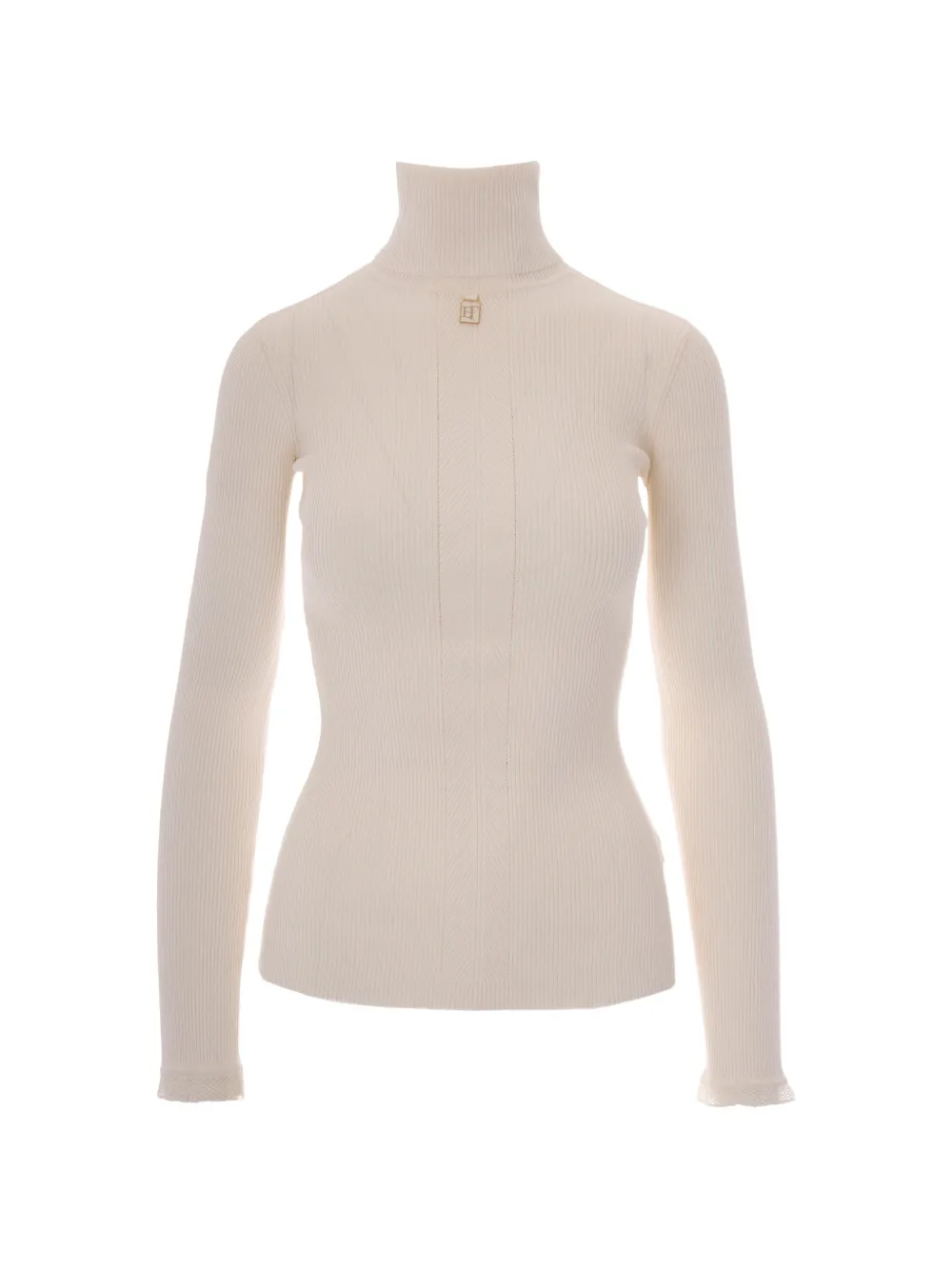 Elisabetta Franchi ribbed-knit logo-plaque sweater - Toni neutri
