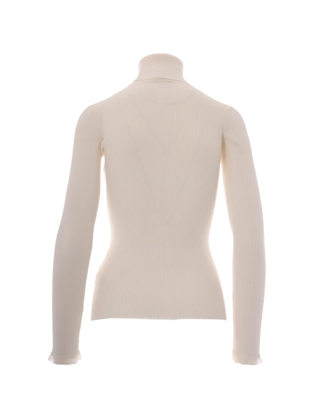 Elisabetta Franchi Ribgebreide trui met logoplakkaat Beige