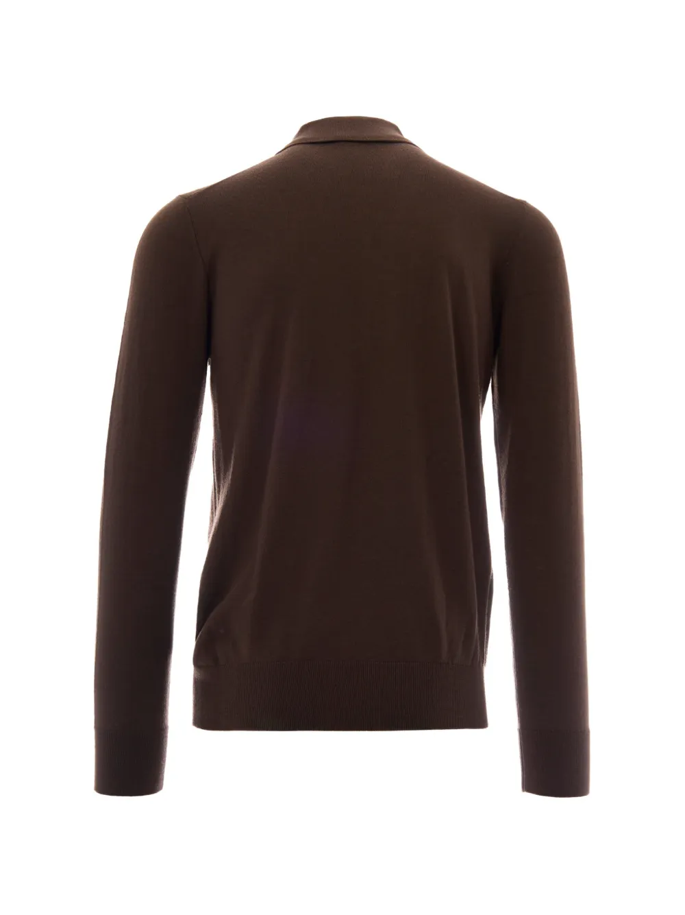 Paolo Pecora Poloshirt met ritssluiting en lange mouwen Bruin