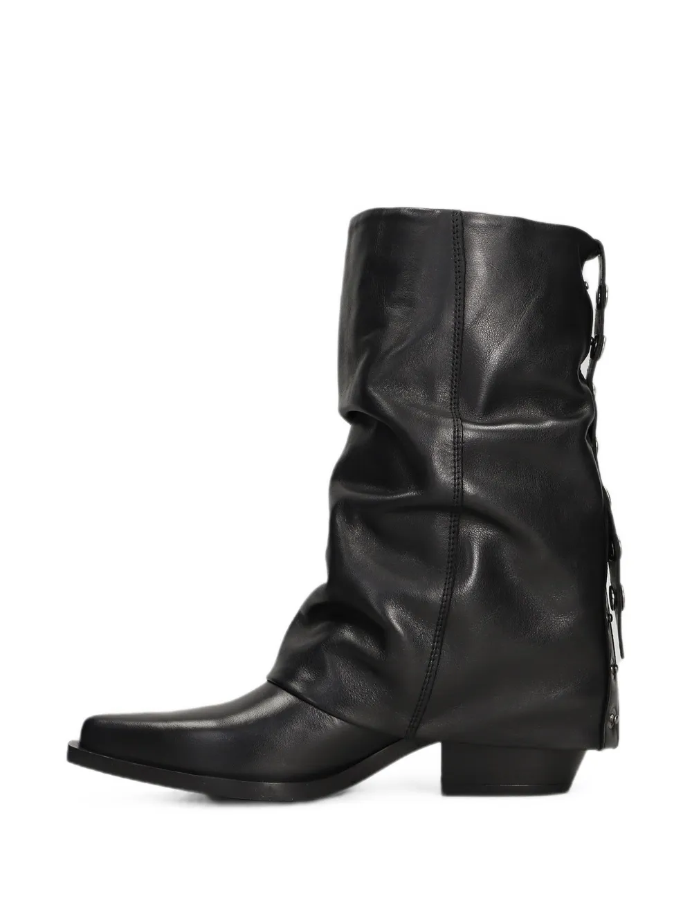 Metisse Texan slouchy stud-embellished boots Zwart