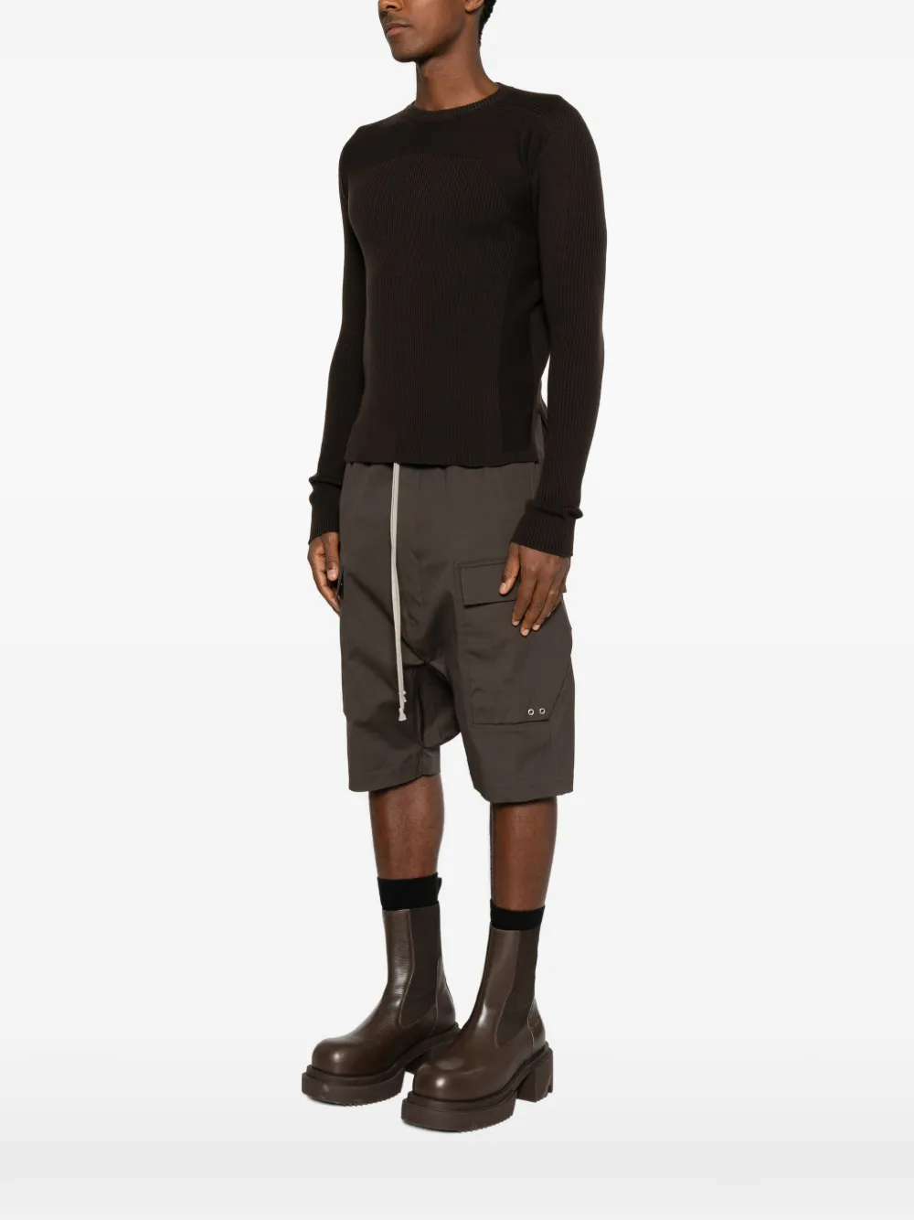 Rick Owens Ribbed Geo trui met vlakken Bruin