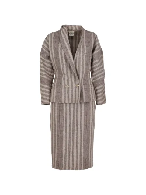 Versace Pre-Owned striped wool skirt suit