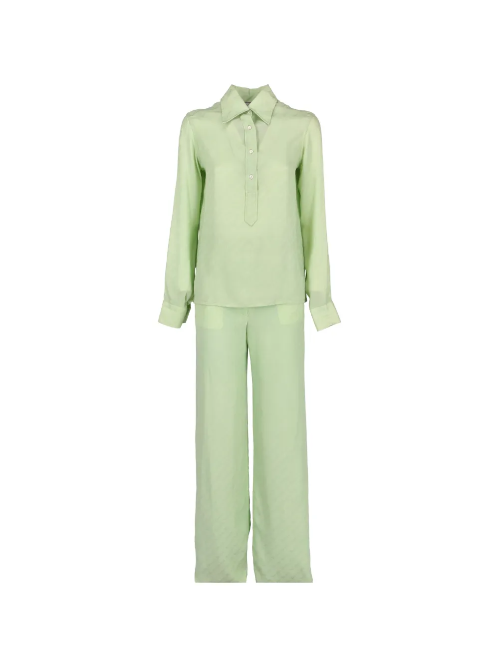 Pre-owned Valentino Logo-jacquard Silk Trousers Set In Green