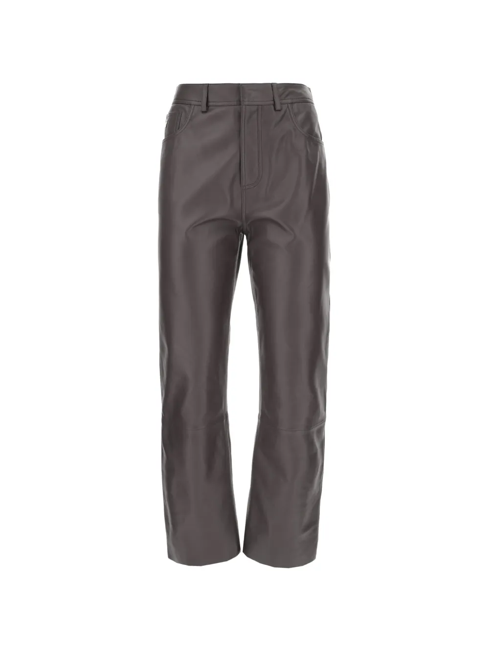 Alberta Ferretti logo-plaque leather trousers - Brown