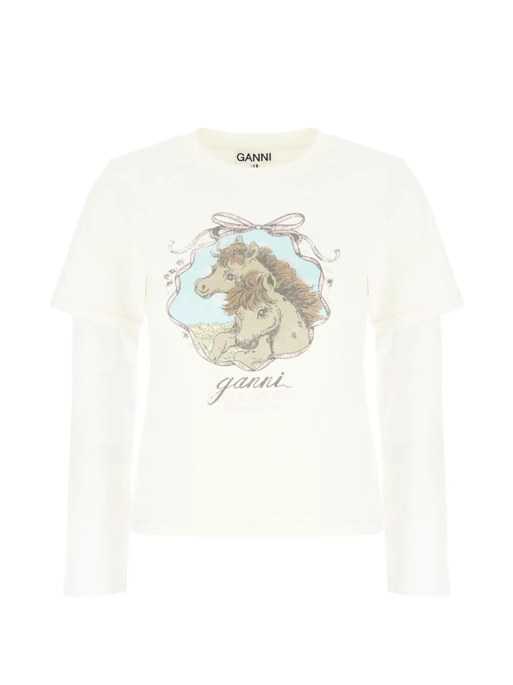 GANNI white cotton-blend T-shirt - Bianco