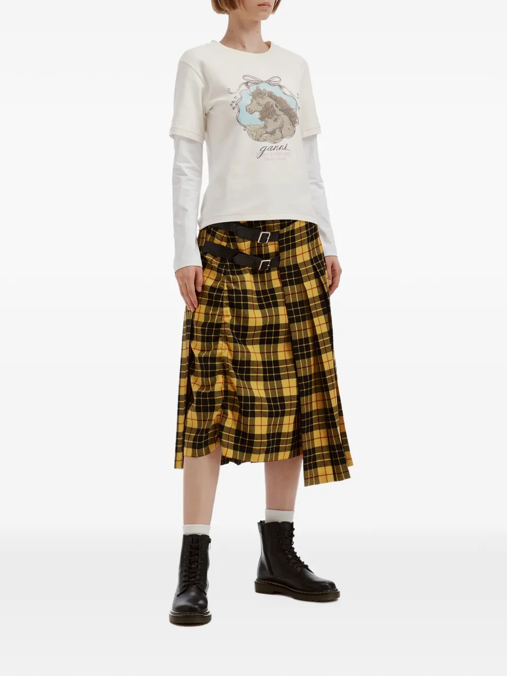 GANNI T-shirt van katoenblend Wit