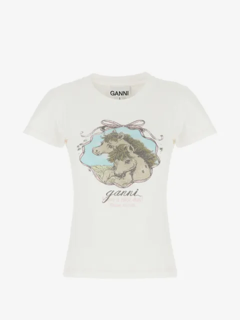 GANNI horse-print T-shirt