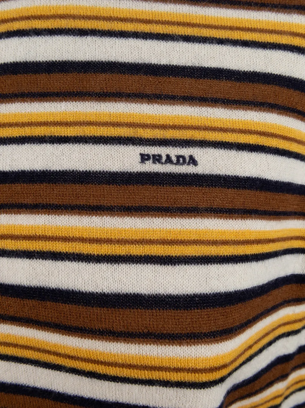 Prada Kasjmier gestreepte trui met korte mouwen Beige