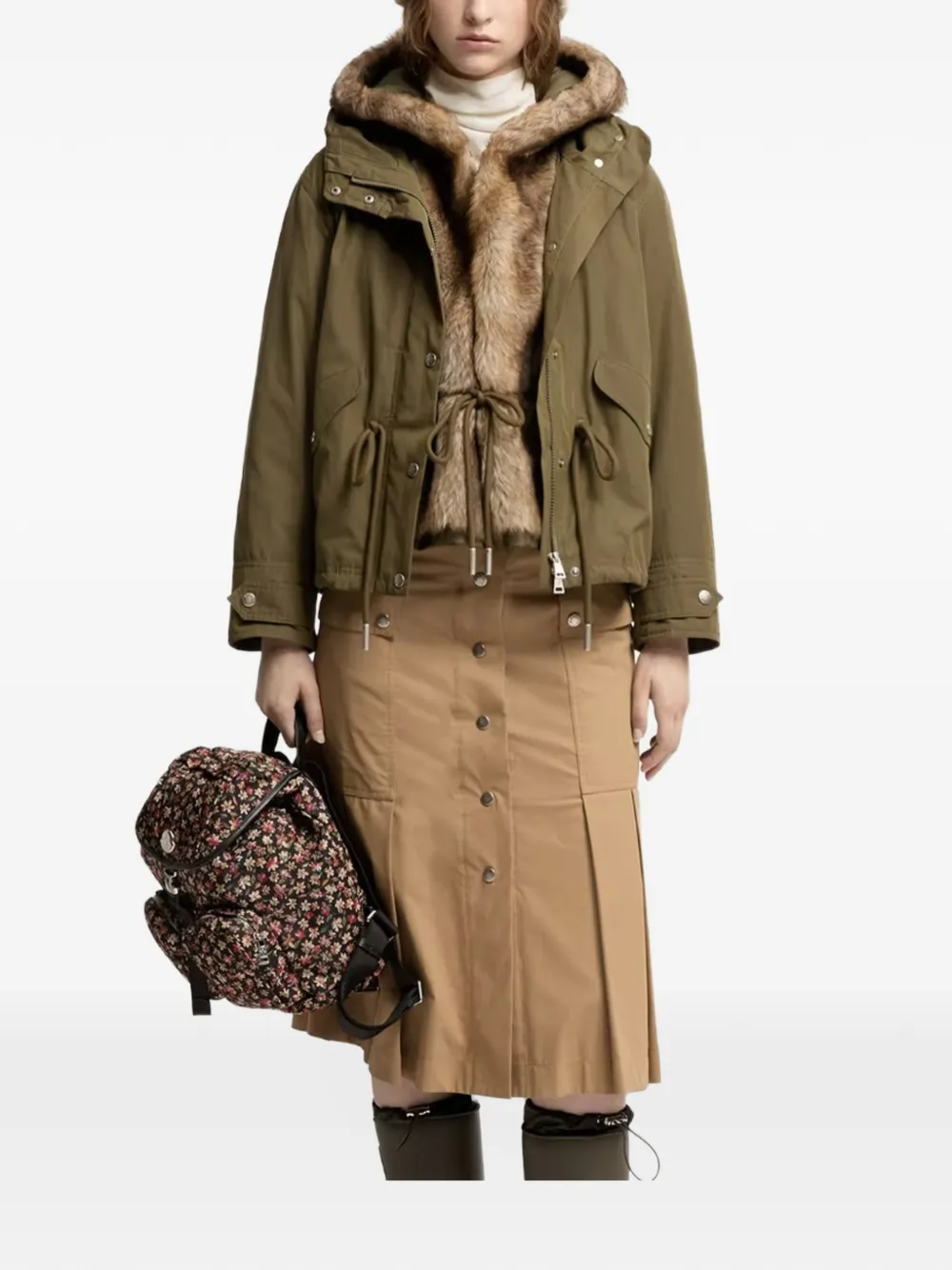 Moncler Effraie 3-in-1 shearling trimmed down parka Groen