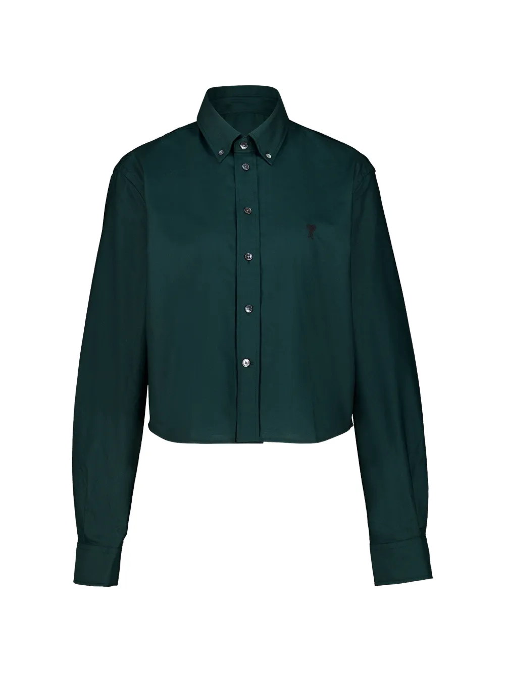 AMI Paris shirt cropped classic fit embroidered cotton - Grün