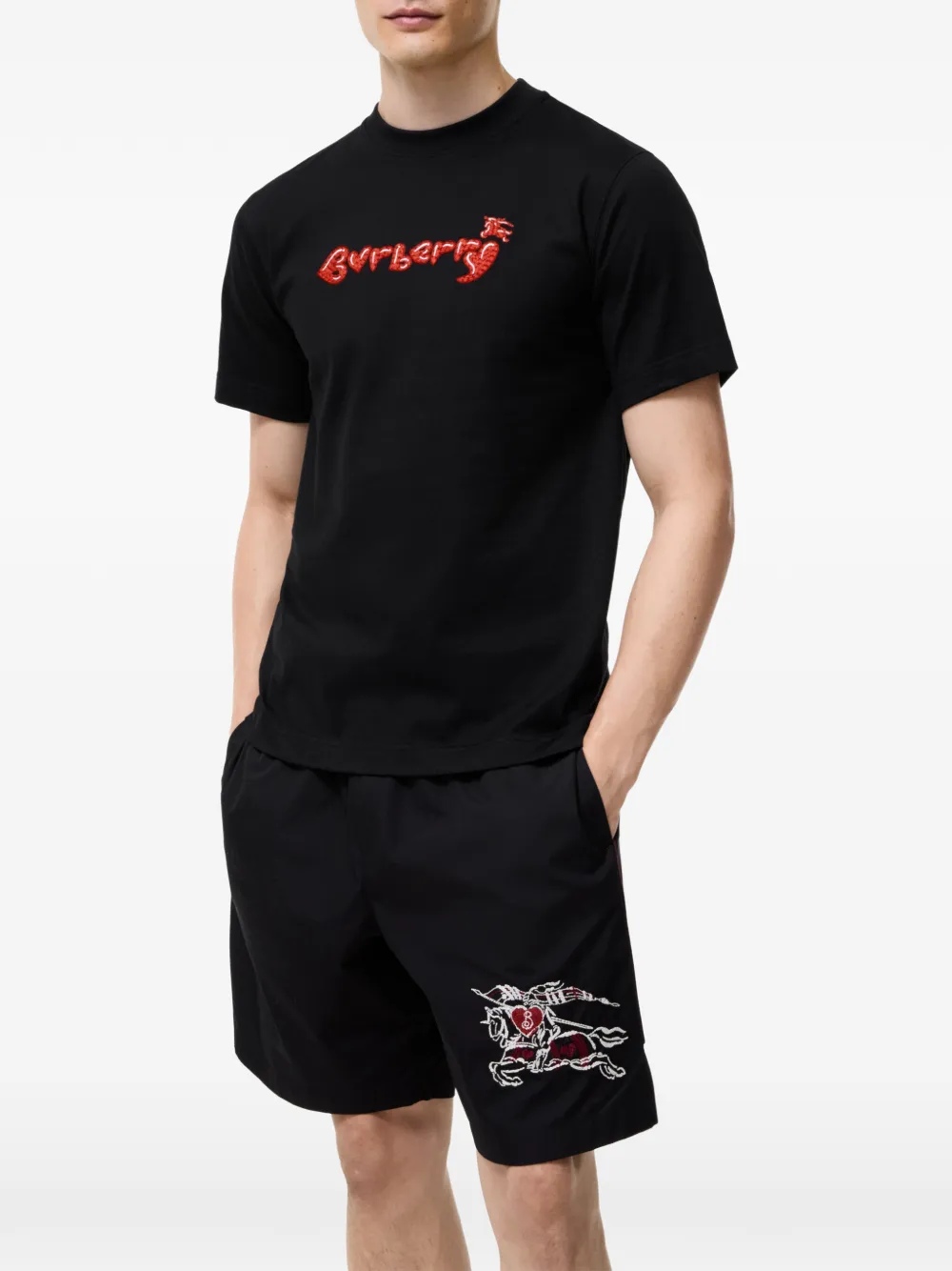 Burberry T-shirt met hart logo Zwart