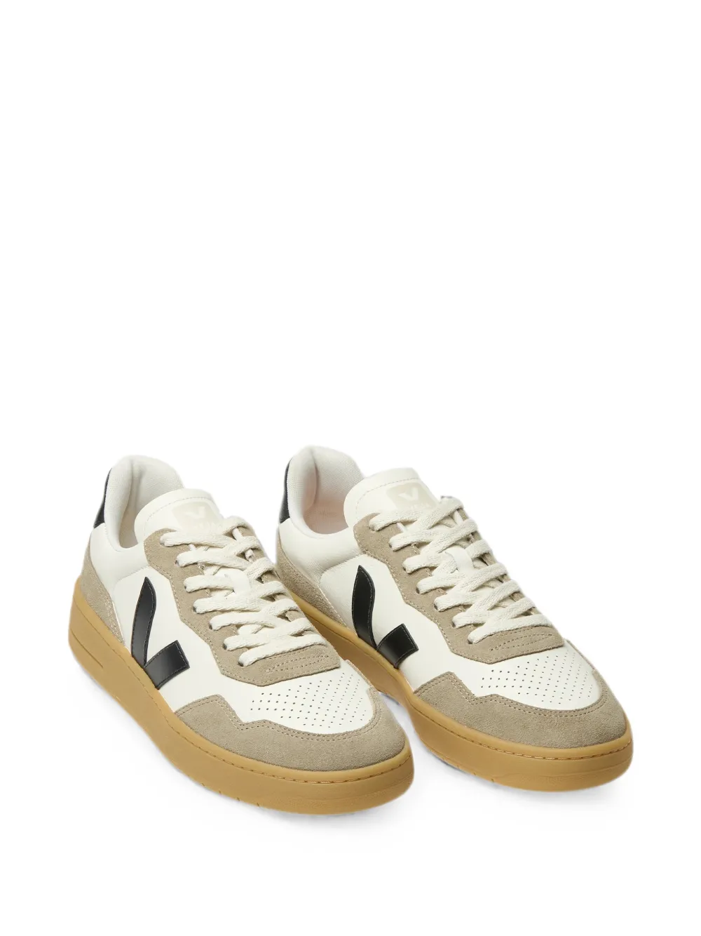 VEJA V-90 leather pure black natural sneakers Beige