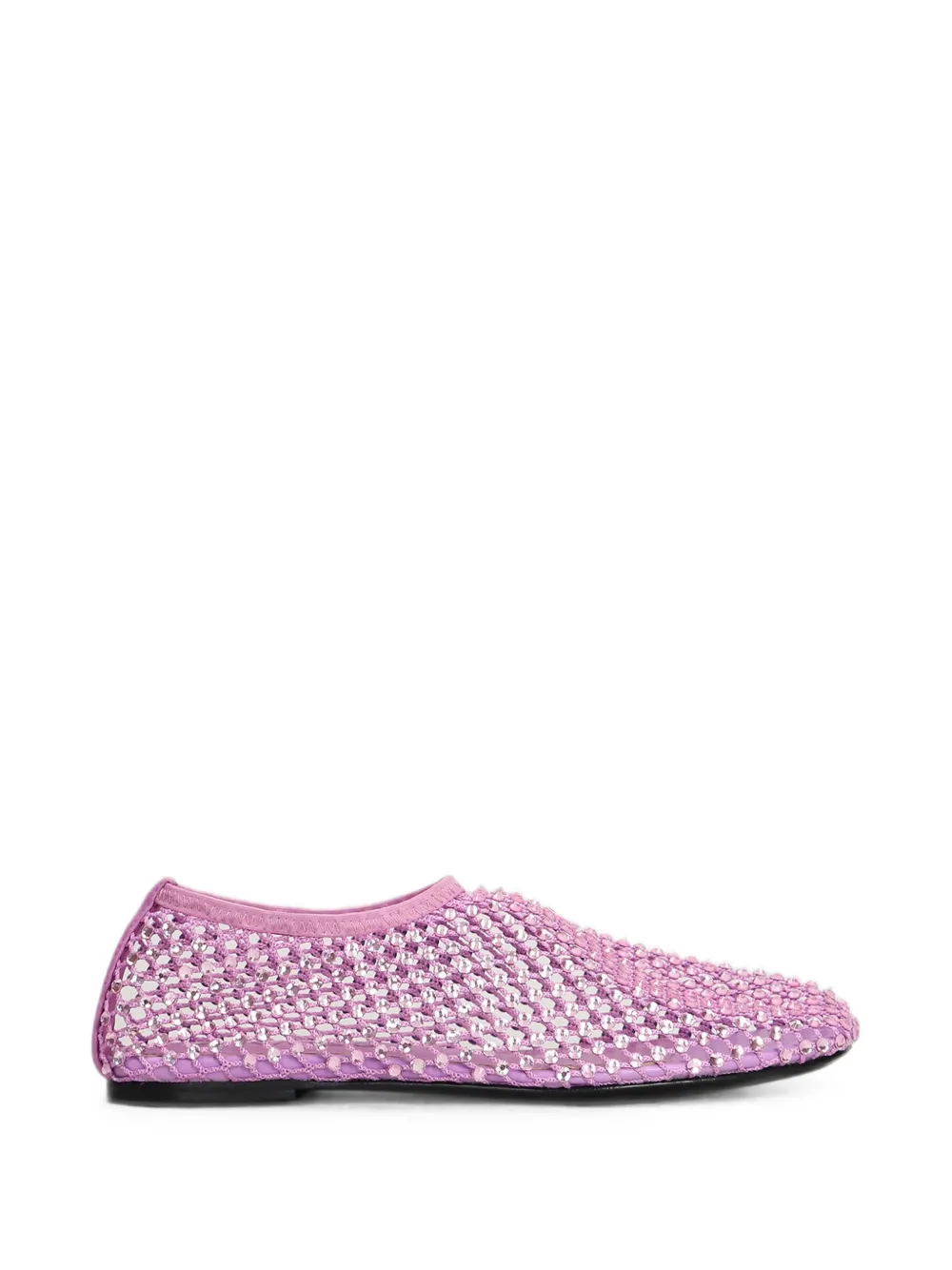 Strategia Shoes Crystal-embellished Mesh Ballet Flats In Pink