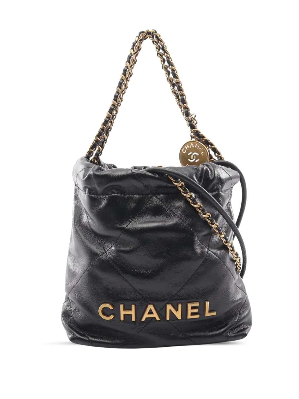 CHANEL Pre-Owned Borsa a tracolla Shiny 22 mini in pelle di vitello 2021-2065 - Nero