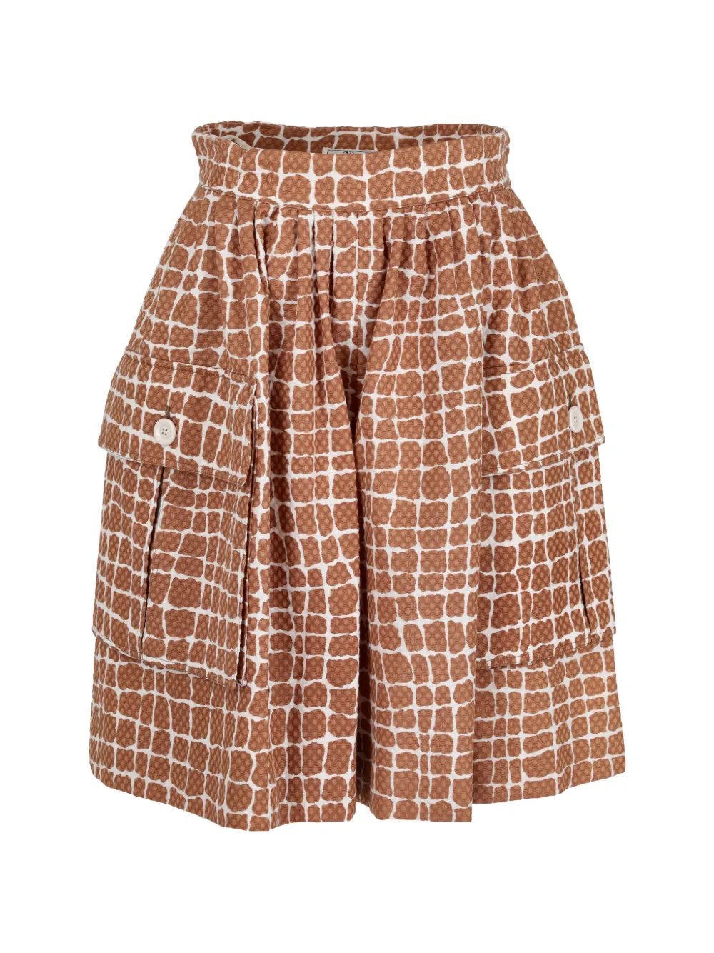 Pre-owned Valentino Giraffe-print Cargo Skirt In Brown