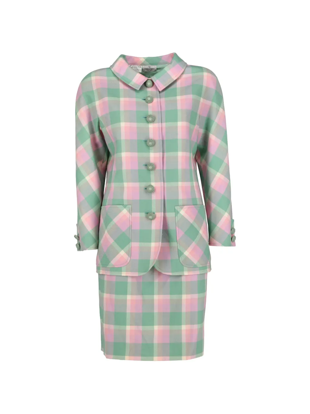 Valentino Pre-Owned check-print skirt suit - Verde